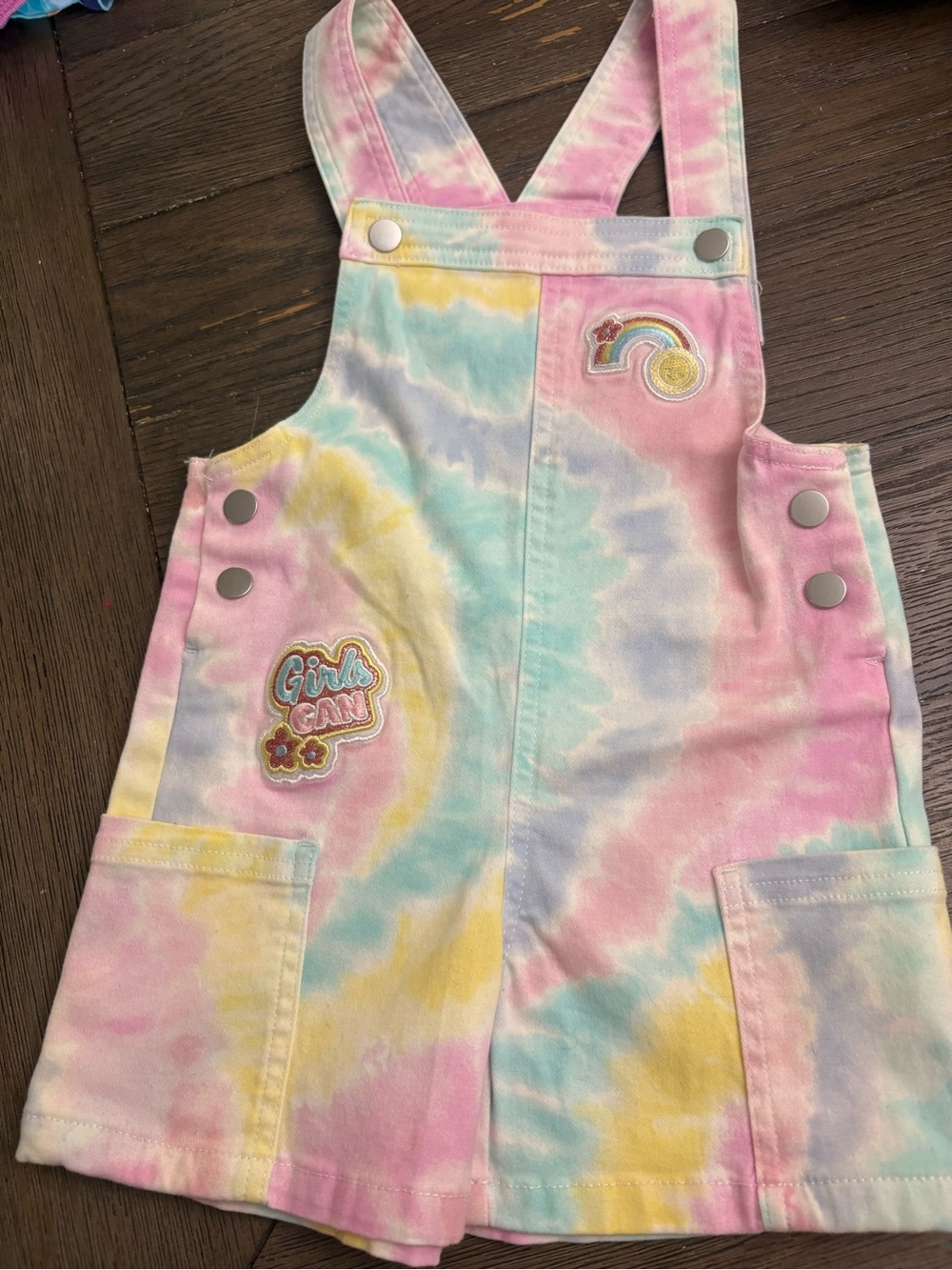Tie-Dye Pastel Girls' Overall short- Girls Can Patch